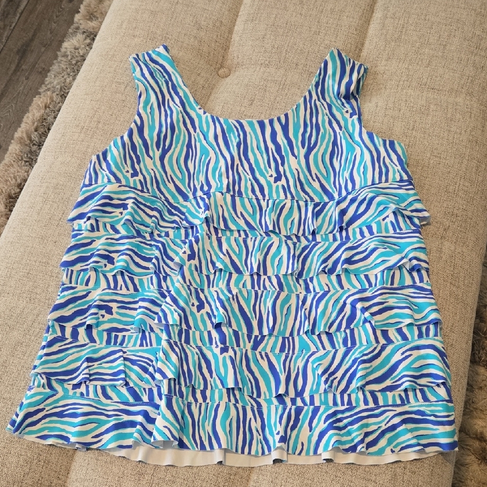 Lulu-B Zebra Print Ruffled Cha Cha Top